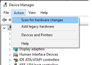 Device Manager Scan for hardware changes