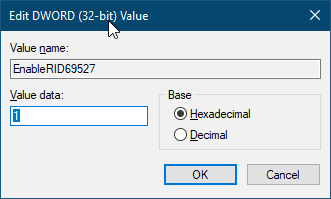 EnableRID69527 value Data 1