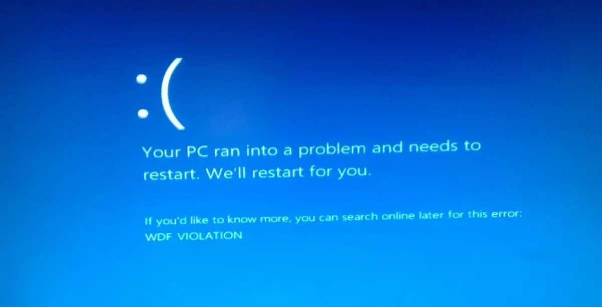 HP Device WDF_VIOLATION Blue Screen Error