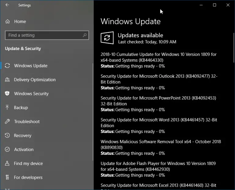 KB4464330 Windows 10 October 2018 Version 1809