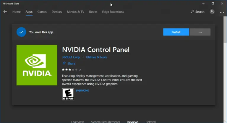 NVIDIA Control Panel-Microsoft Store