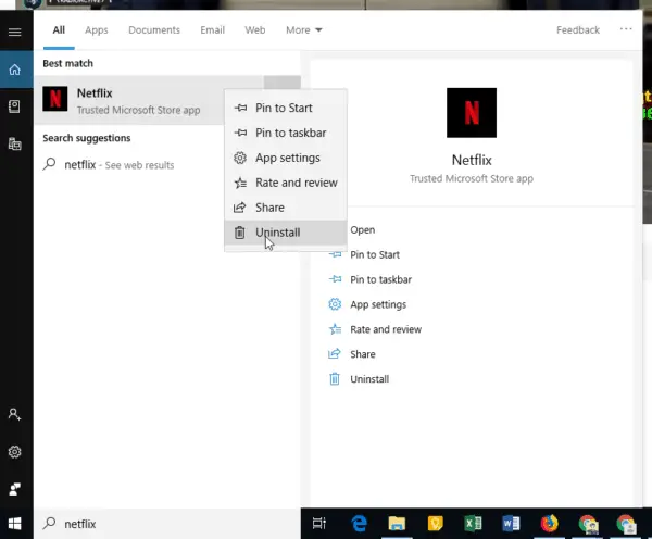 Netflix App Uninstall Option Windows 10