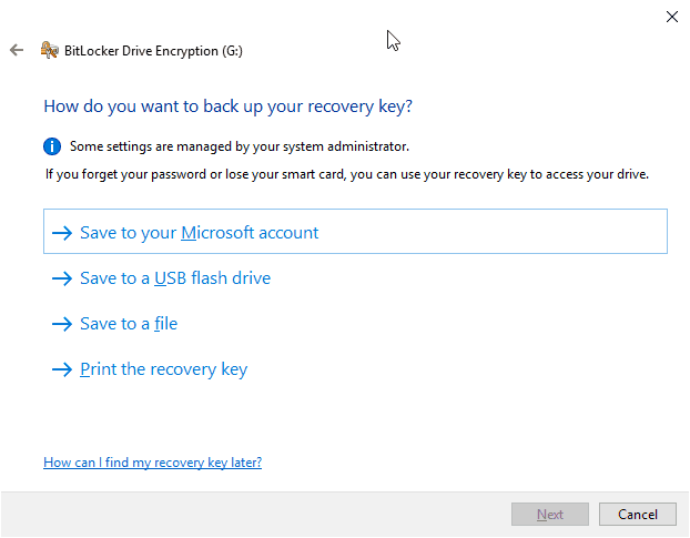 Save Bitlocker Recovery Key BitLocker Drive Encryption