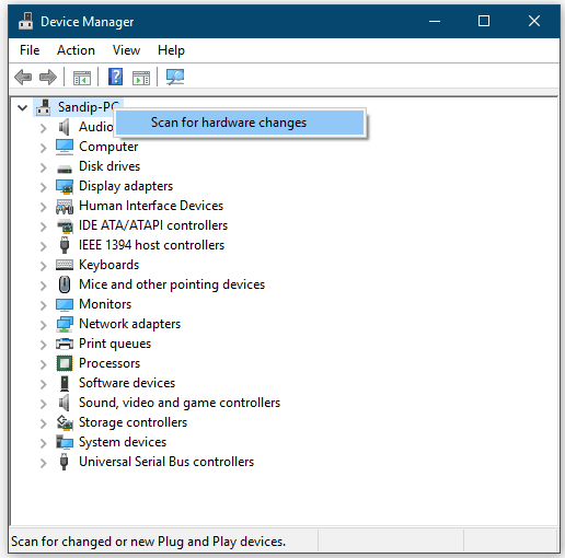 Scan For Hardware Changes