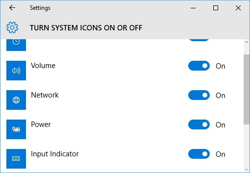 Turn System Icons on or off