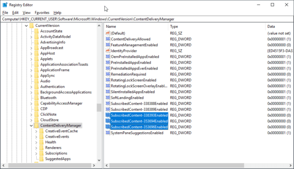 Windows 10 Registry Editor