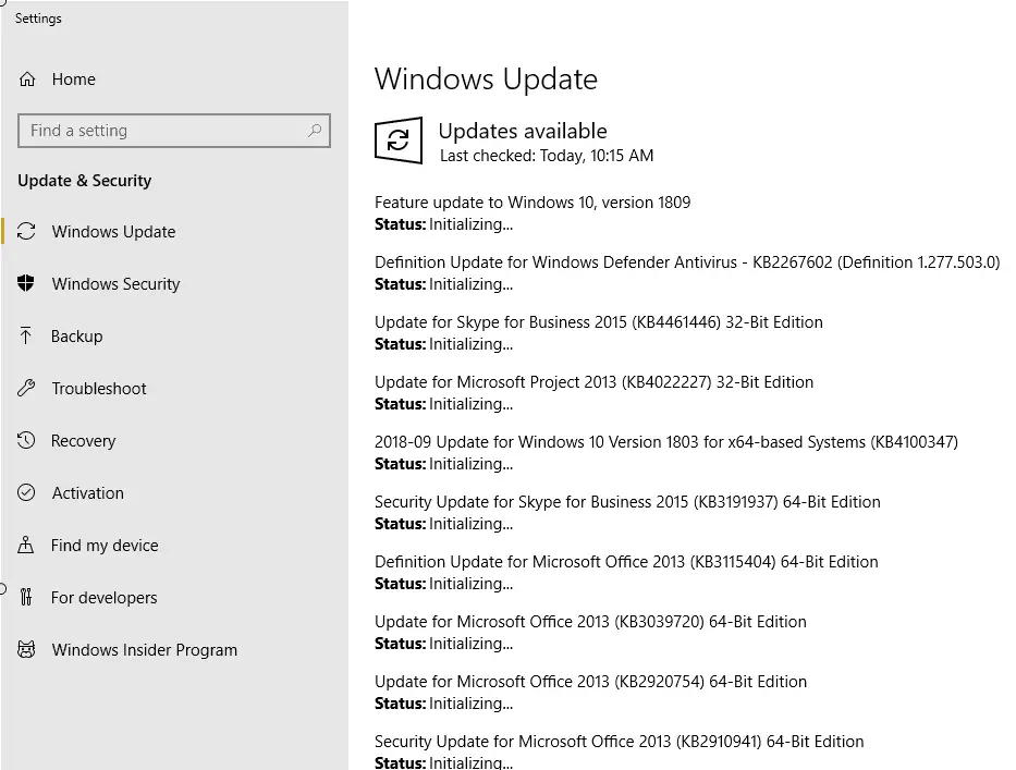 Windows 10 Update Version 1809