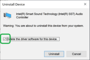 Uninstall Intel SST Device For Audio Issue