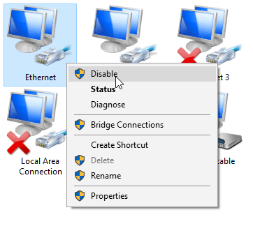 Disable Network Connections