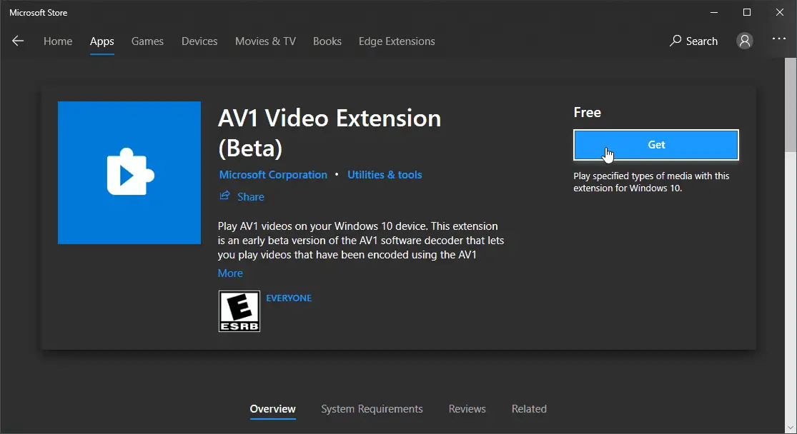 Microsoft Store - AV1 Video Extension