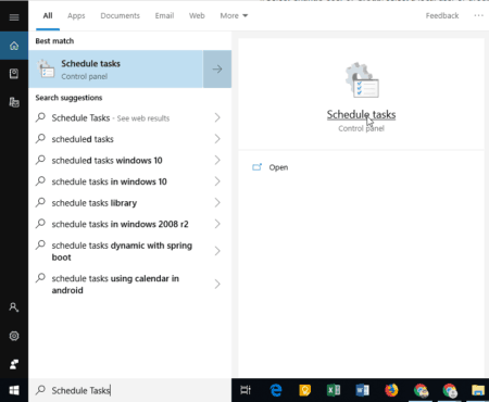 Schedule Task Cortana Search