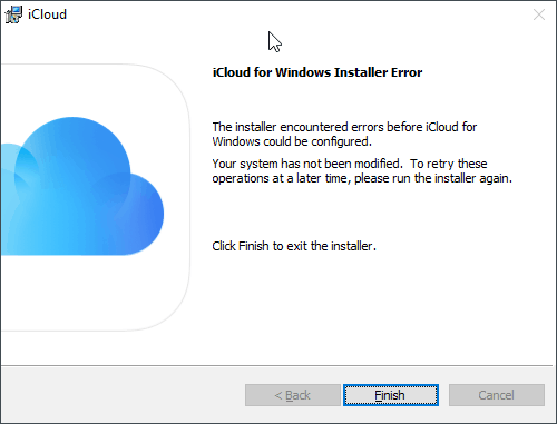 iCloud For Windows Installer Error