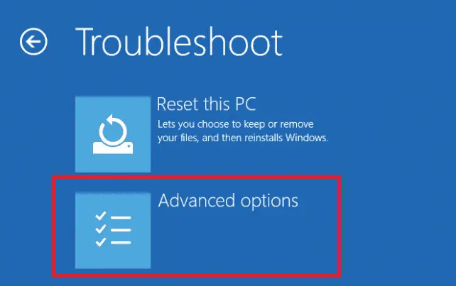 Advanced option for troubleshoot
