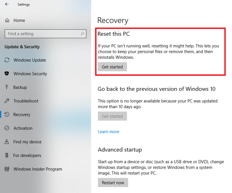 "There was a problem resetting your PC" Fixed [Windows 10]