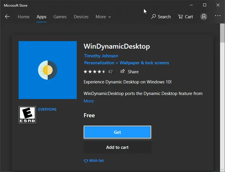 WinDynamicDesktop Microsoft Store
