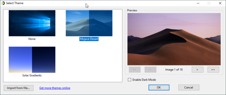 WinDynamicDesktop Select Theme
