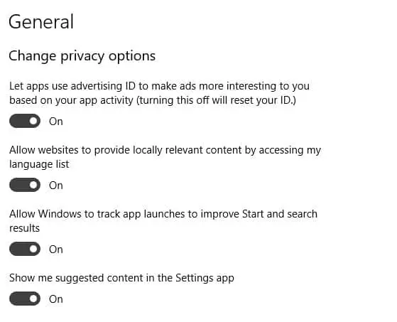 Enable Privacy Options