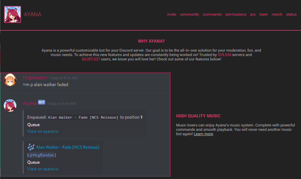 Ayana - Multipurpose High Quality Discord Music Bot