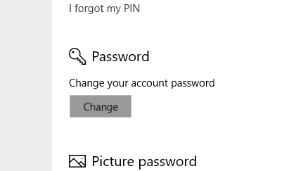 Change your account password Windows 10