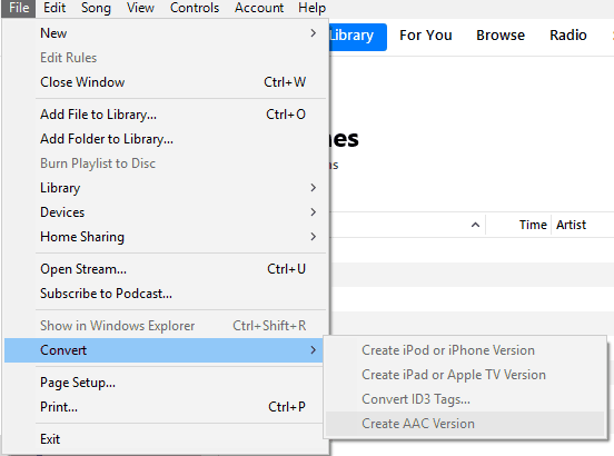 Create AAC Version Greyed Out