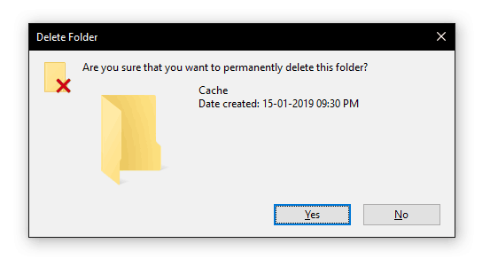 Delete Cache Folder