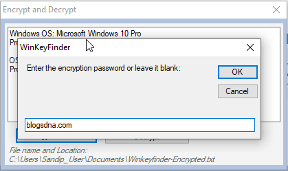 Encrypt and Save WinKeyFinder