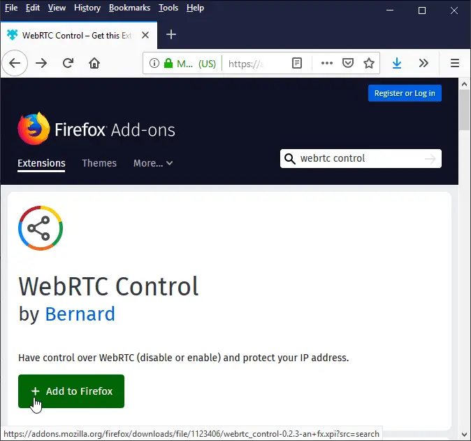 Firefox WebRTC Control Add-on