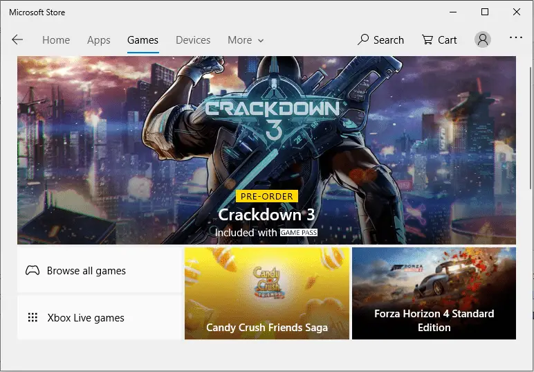 Microsoft Store Games Fails To Start
