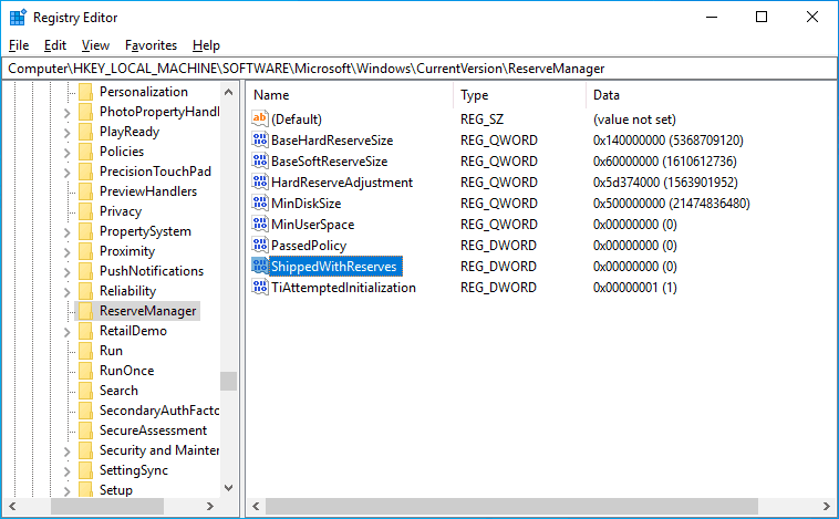 ShippedWithReserves Windows 10
