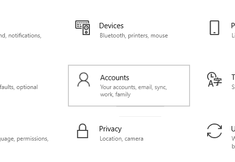 Windows 10 Accounts Setting