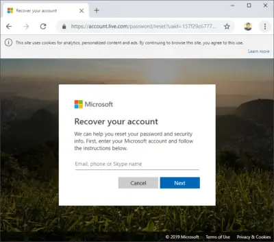 Windows 10 Recover your account