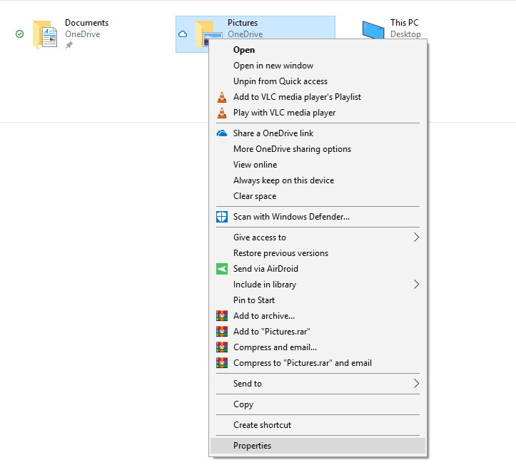 Windows 10 Right Click Menu Properties