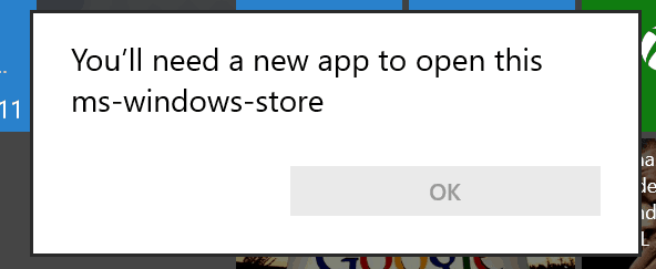 You'll need a new app to open this ms-windows-store