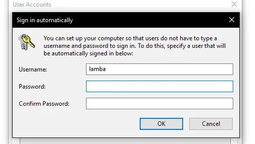 Windows 10 Sign in Automatically