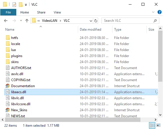 libaacs.dll in VLC Folder