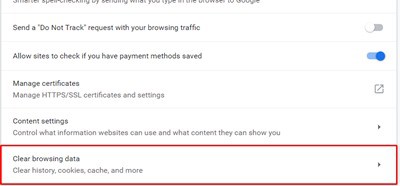 Clear browsing option