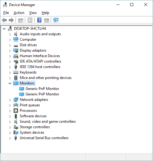 Monitors in Device Manager
