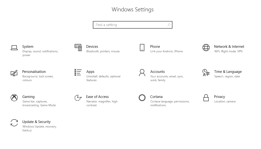 Windows Settings