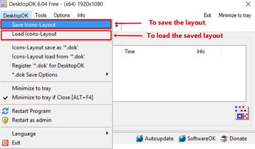 DesktopOK - Save Restore Desktop Icons