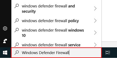 Search windows firewall