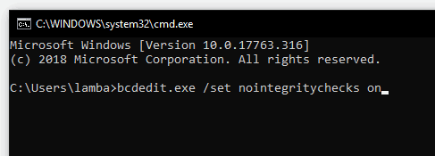 Set nointegritychecks on