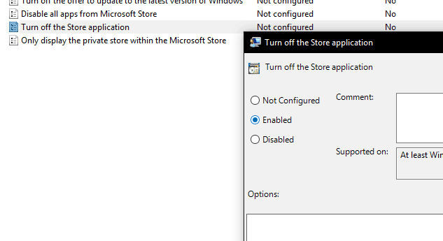 Disable Windows Store on Windows 10