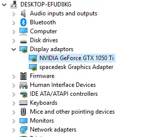 Device Manager Graphics Card