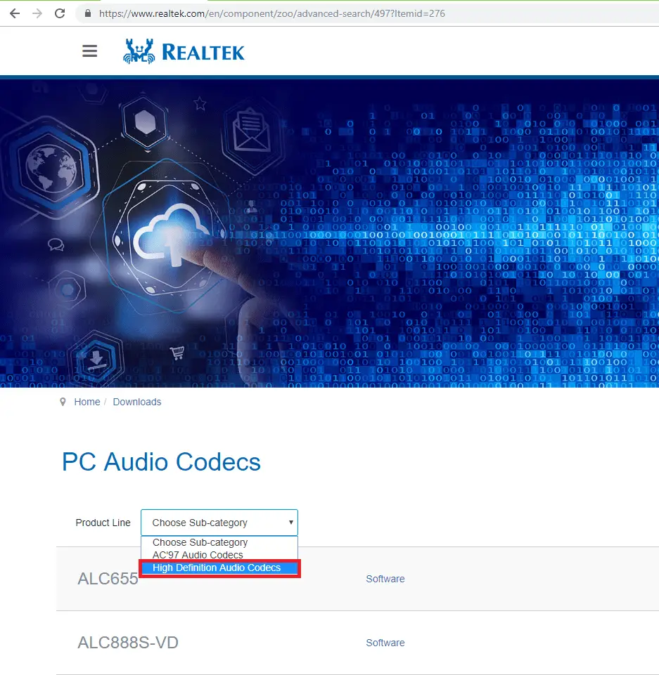 High definition audio codecs option on realtek website