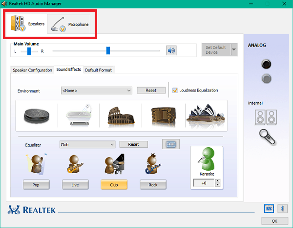 Realtek HD Audio Manager UI-1