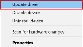 click on update driver