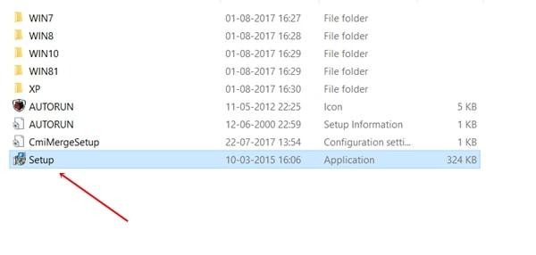 install the setup file