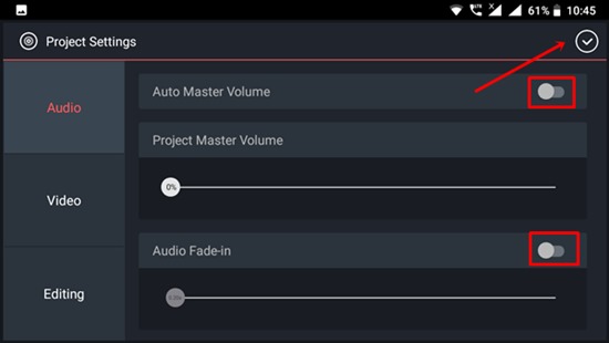 unmark the buttons for audio