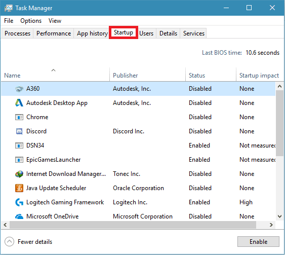 Disable services from task manager