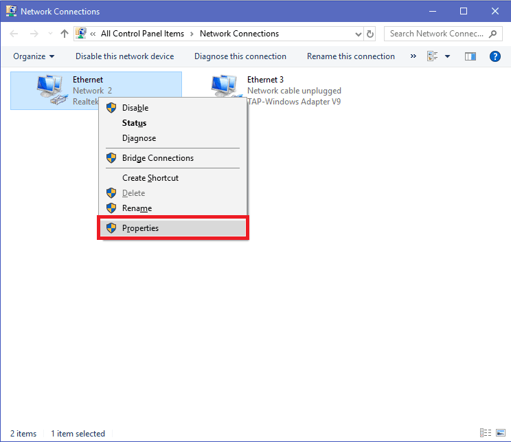 Ethernet Properties